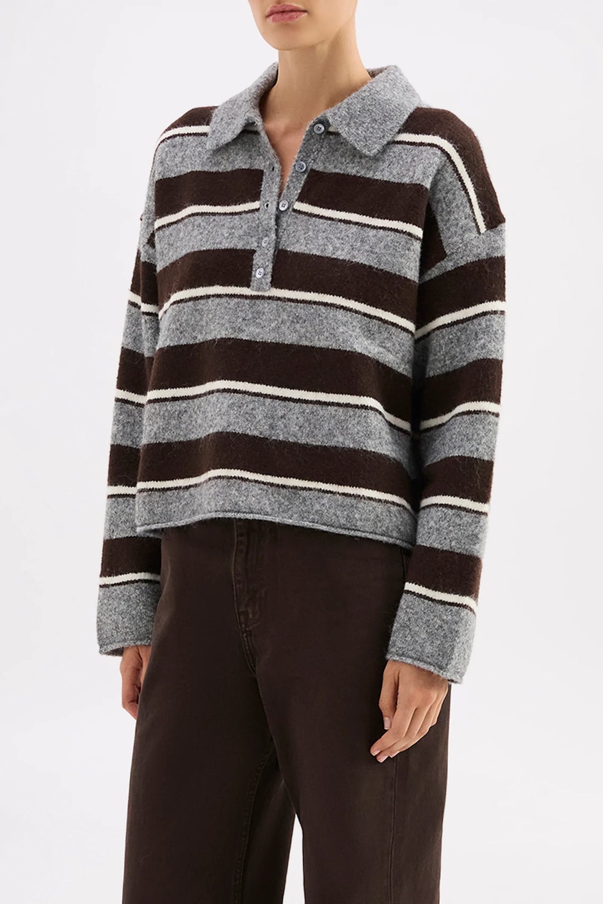 Nude Lucy Maia Rugby Knit in Charcoal — the elevated seasonal staple your capsule wardrobe has been waiting for.