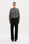 Nude Lucy Nixon Cropped Cardigan in Charcoal — the Nixon Cropped Cardigan by Nude Lucy is crafted from a soft midweight knit with a subtle fluffy texture.