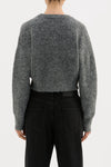 Nude Lucy Nixon Cropped Cardigan in Charcoal — the Nixon Cropped Cardigan by Nude Lucy is crafted from a soft midweight knit with a subtle fluffy texture.