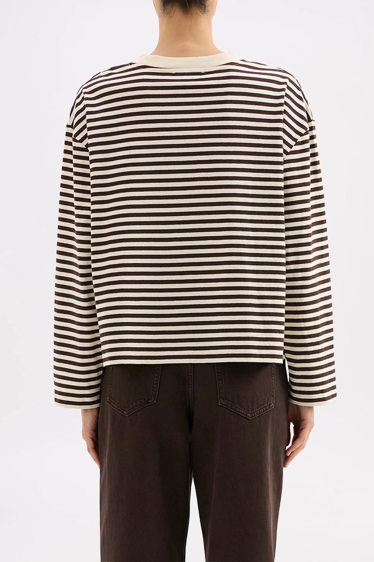 Nude Lucy Organic Stripe L/S Tee in Espresso — the elevated seasonal staple your capsule wardrobe has been waiting for.