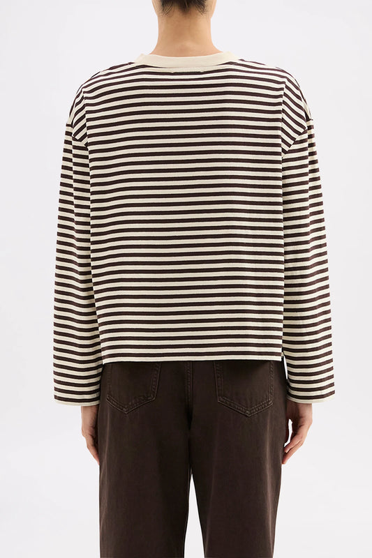 Nude Lucy Organic Stripe L/S Tee in Espresso — the elevated seasonal staple your capsule wardrobe has been waiting for.