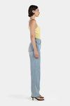 Ownley Halsey Mesh Top in Lemon — the Halsey Mesh Top is a sleeveless top with a sheer mesh bodice and a lined bra detail over the bust.
