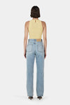 Ownley Halsey Mesh Top in Lemon — the Halsey Mesh Top is a sleeveless top with a sheer mesh bodice and a lined bra detail over the bust.