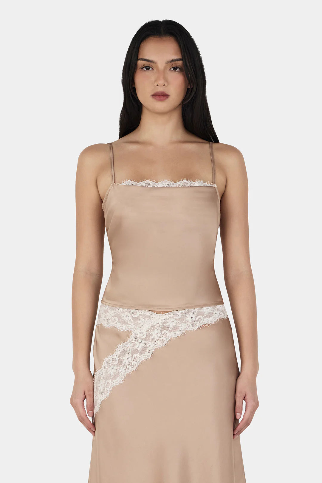 Ownley Luna Cami in Gold — the Luna Cami by Ownley is a bias-cut satin camisole with a cowl neckline and adjustable straps for the perfect fit.