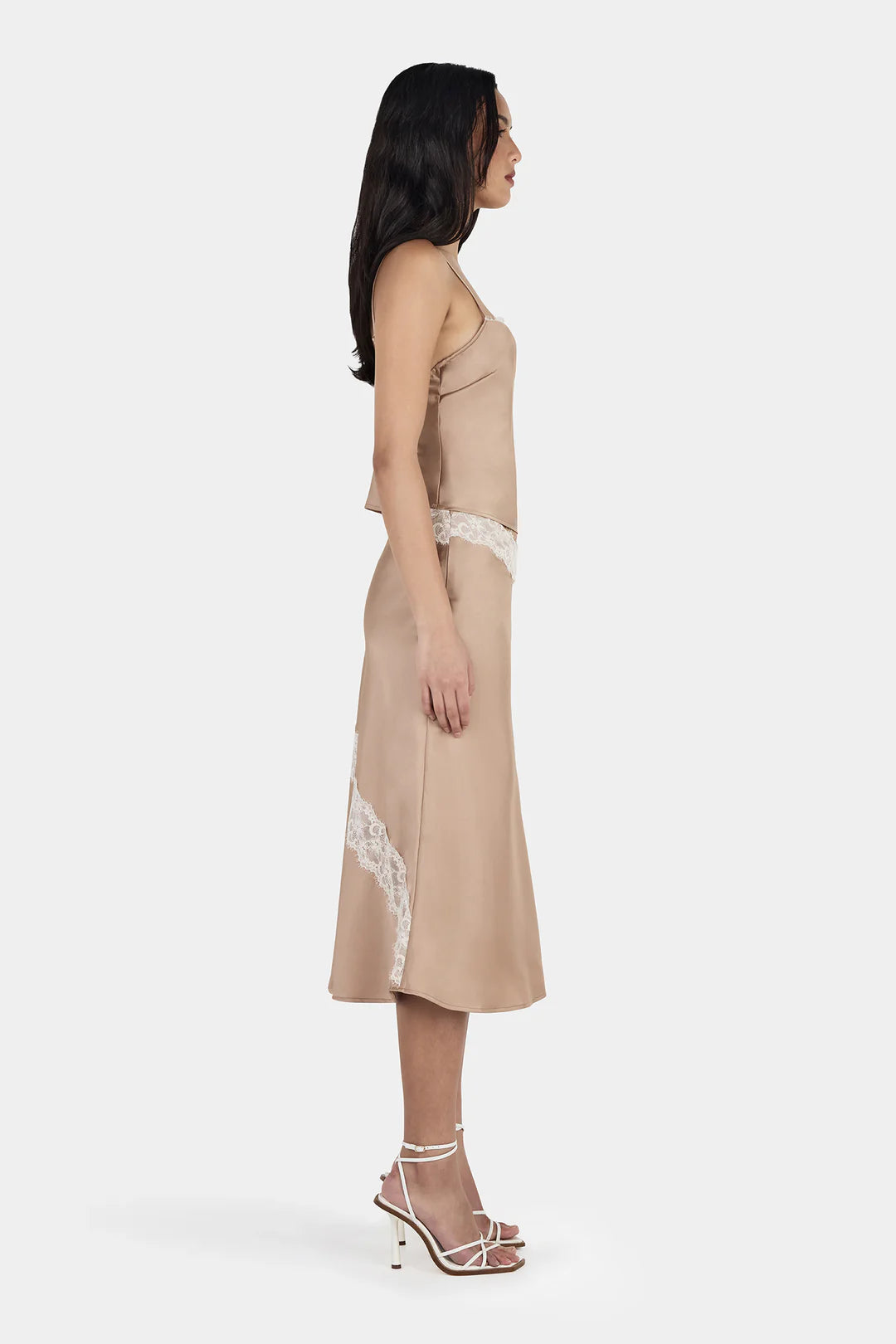 Ownley Luna Cami in Gold — the Luna Cami by Ownley is a bias-cut satin camisole with a cowl neckline and adjustable straps for the perfect fit.