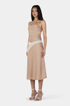 Ownley Luna Cami in Gold — the Luna Cami by Ownley is a bias-cut satin camisole with a cowl neckline and adjustable straps for the perfect fit.