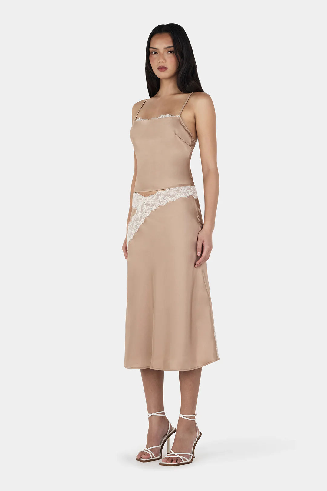 Ownley Luna Cami in Gold — the Luna Cami by Ownley is a bias-cut satin camisole with a cowl neckline and adjustable straps for the perfect fit.
