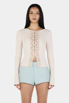 Ownley Nina Cardi Top — the Nina Cardigan Top by Ownley in Cream is a longsleeve top silhouette.