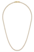 Gold necklace with diamonds on a white background