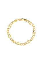 Gold chain bracelet on a white background