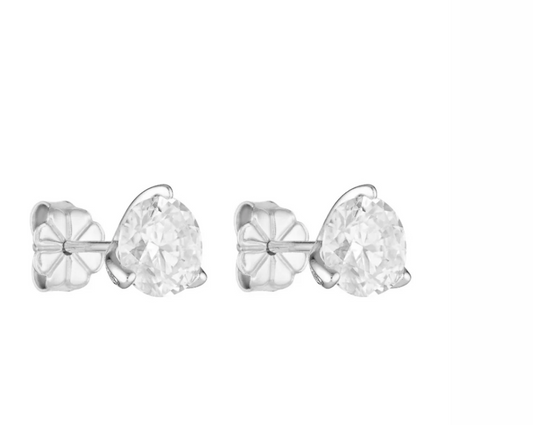 Pair of diamond stud earrings on a white background