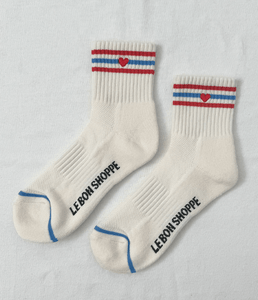 Le Bon Shoppe 'Embroidered Girlfriend Socks' - Leche / Heart