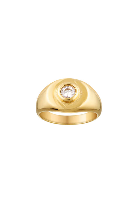 Porter 'Heritage Signet Pinky Ring' - Clear/Gold