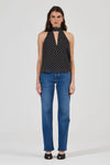 Rolla’s Edie Halter Top in Polka Dot, full-length front view on model.
