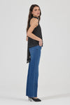 Rolla’s Edie Halter Top in Polka Dot, full-length side view on model.