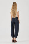 Rollas Gigi Barrel Super Rinse — the Gigi Barrel Super Rinse by Rolla’s is a modern denim silhouette designed with a relaxed barrel leg and a clean dark rinse wash.