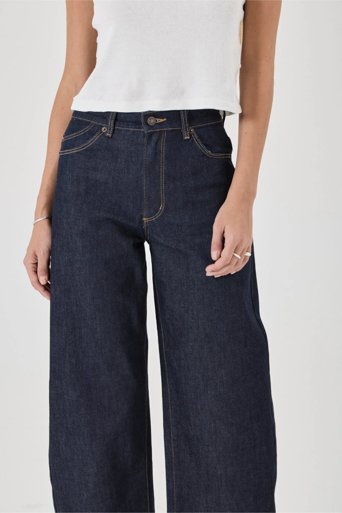 Rollas Gigi Barrel Super Rinse — the Gigi Barrel Super Rinse by Rolla’s is a modern denim silhouette designed with a relaxed barrel leg and a clean dark rinse wash.