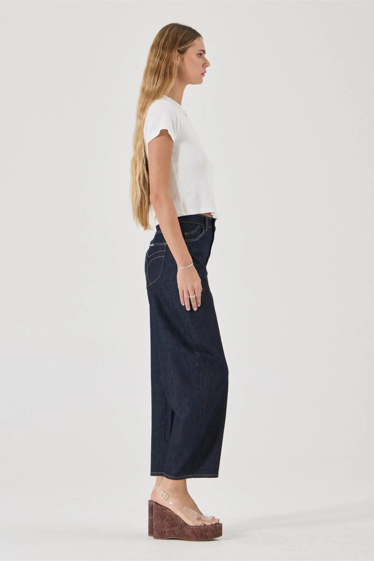 Rollas Gigi Barrel Super Rinse — the Gigi Barrel Super Rinse by Rolla’s is a modern denim silhouette designed with a relaxed barrel leg and a clean dark rinse wash.