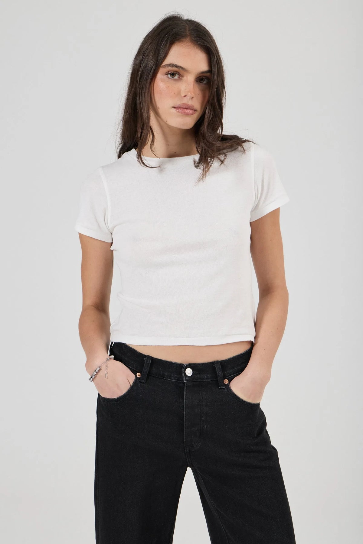 Rolla’s Jane Aline Jean in Noir, waist and vintage trim detail.
