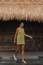 Rowie 'Muriel Button Boatneck Mini Dress' - Palm Green