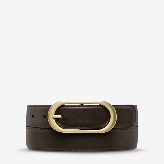 Status Anxiety 'Final Loop Belt' - Choc Nappa / Gold