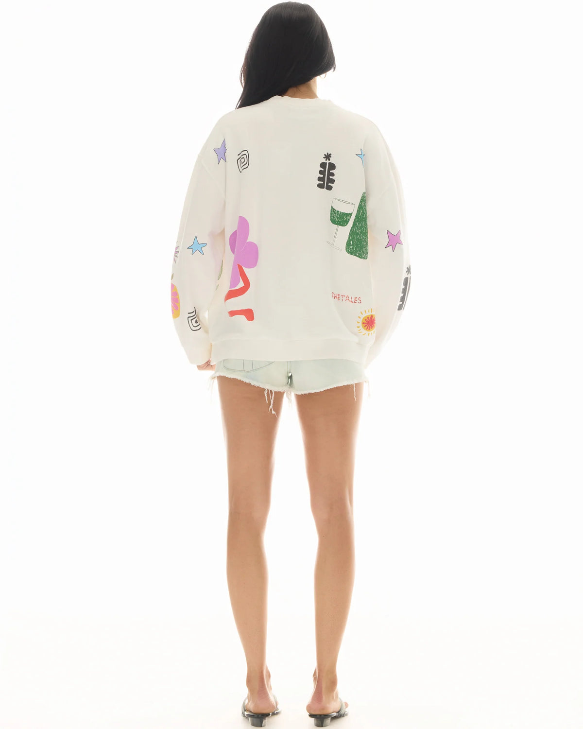 The Tales Illustrated Postcards Sweater, product photo.