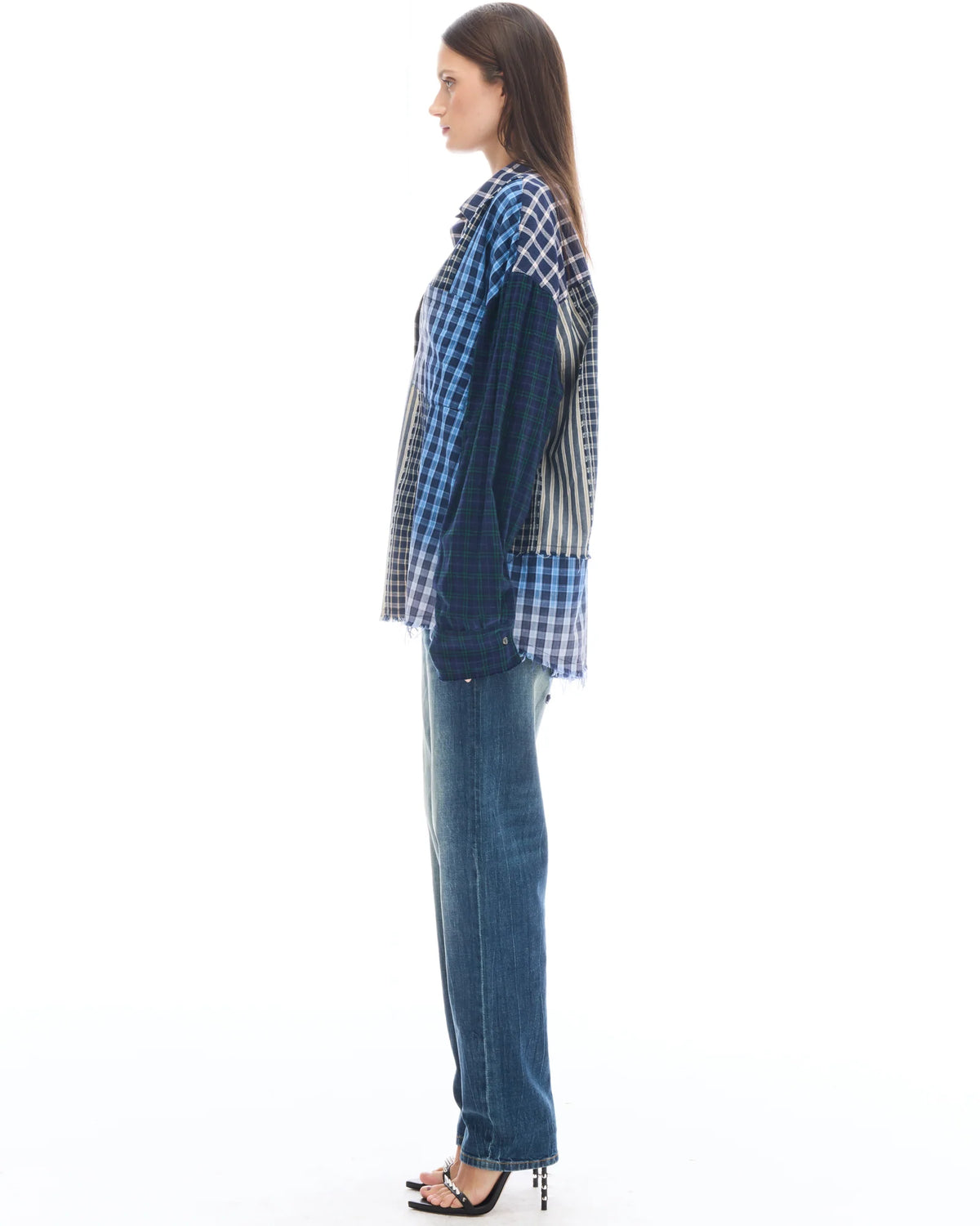 The Tales Patchwork Check Stripe Shirt, product photo.