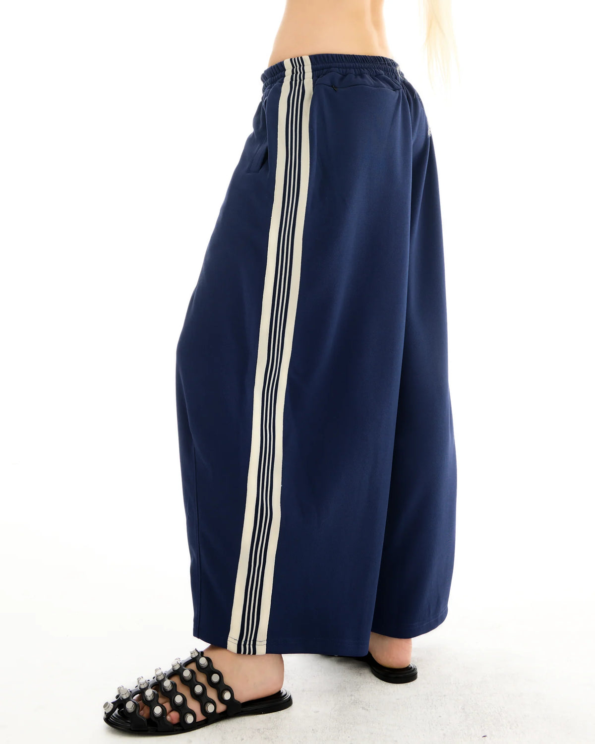 The Tales The Harajuku track Pant — the Harajuku Track Pant by The Tales Contemporary Unisex wide leg track pants with contrast stripe tape.