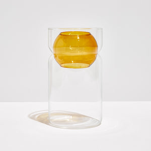 Fazeek 'Balance Vase' - Clear & Amber