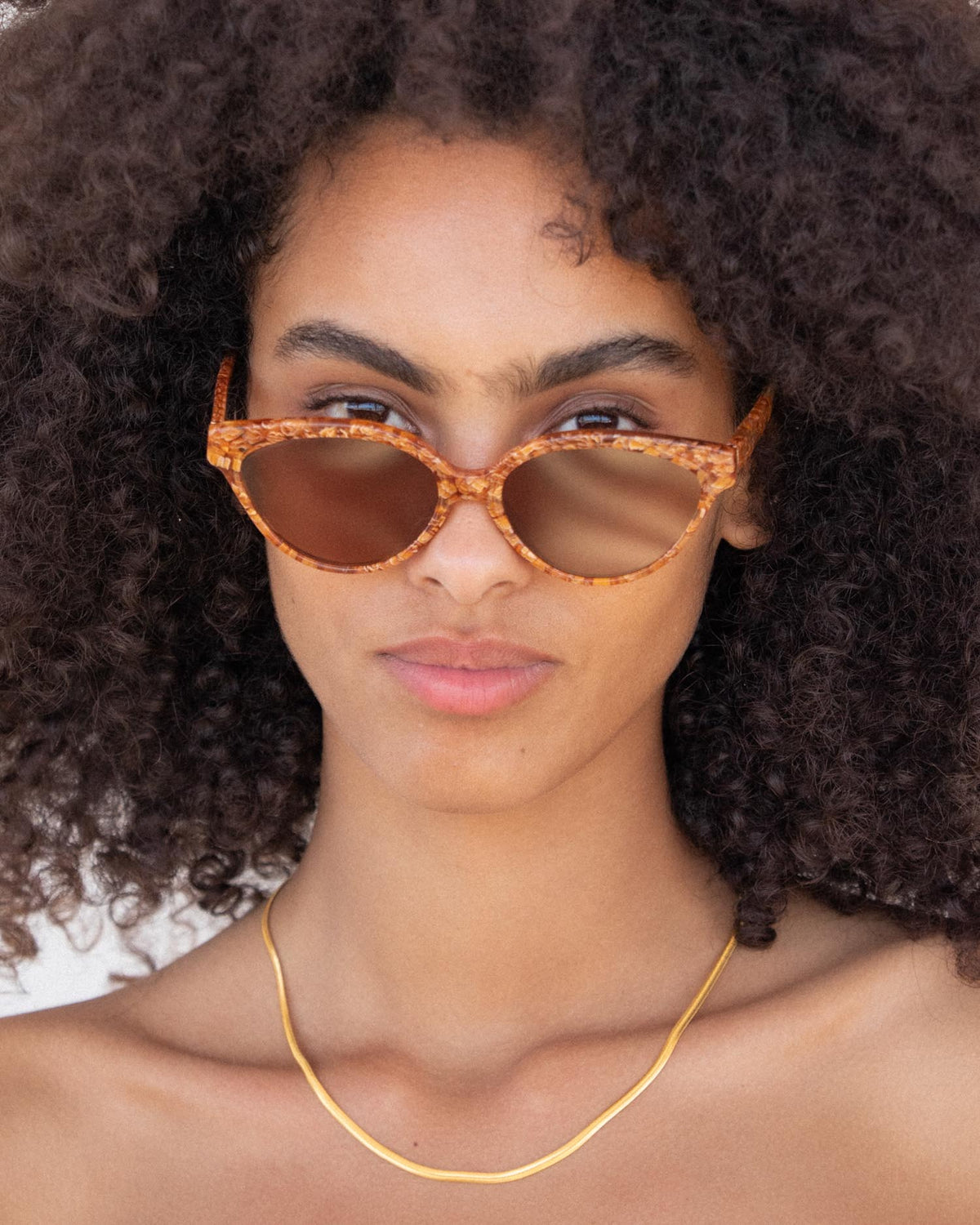 Velvet Canyon Beat Generation Sunglasses in Amber Tort — it’s a cool night but your skin tingles like fire, your heels echo off the walls of the alley you’re making your way down.